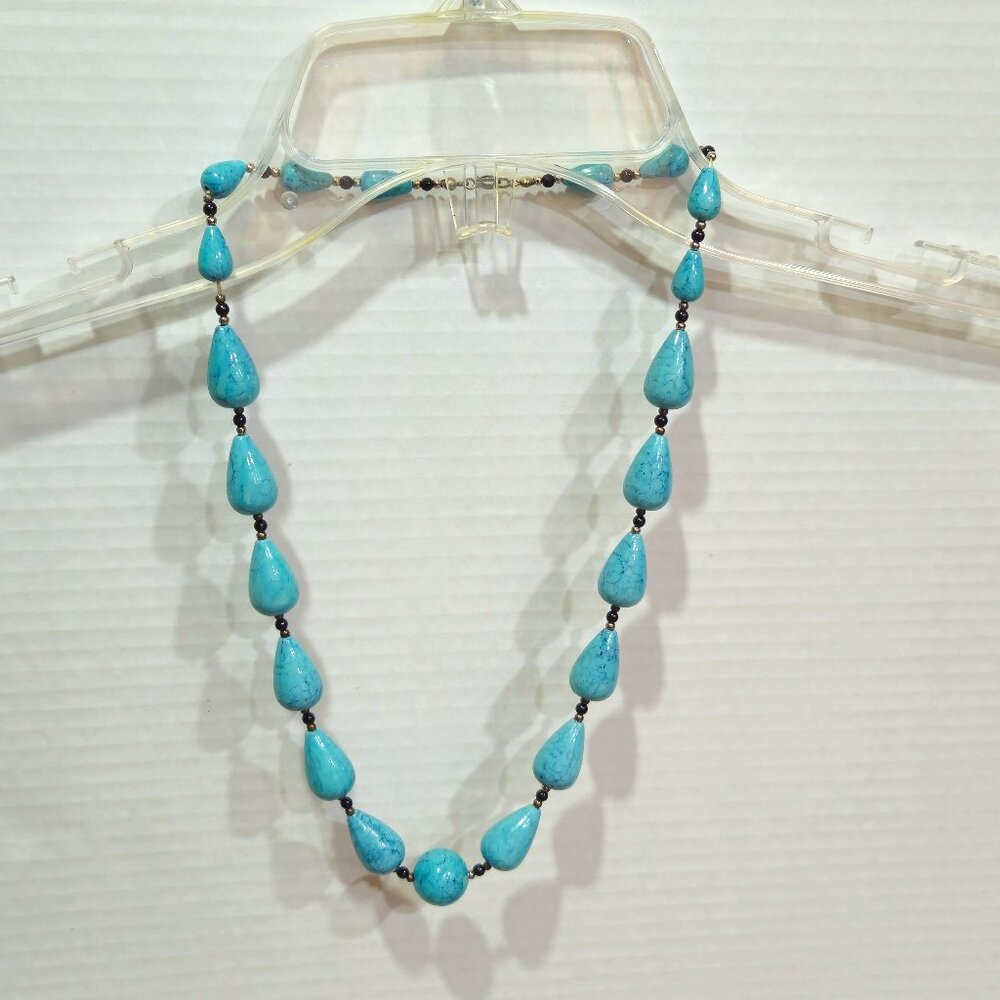 Turquoise Teardrop Pear Shaped Beaded Necklace #149